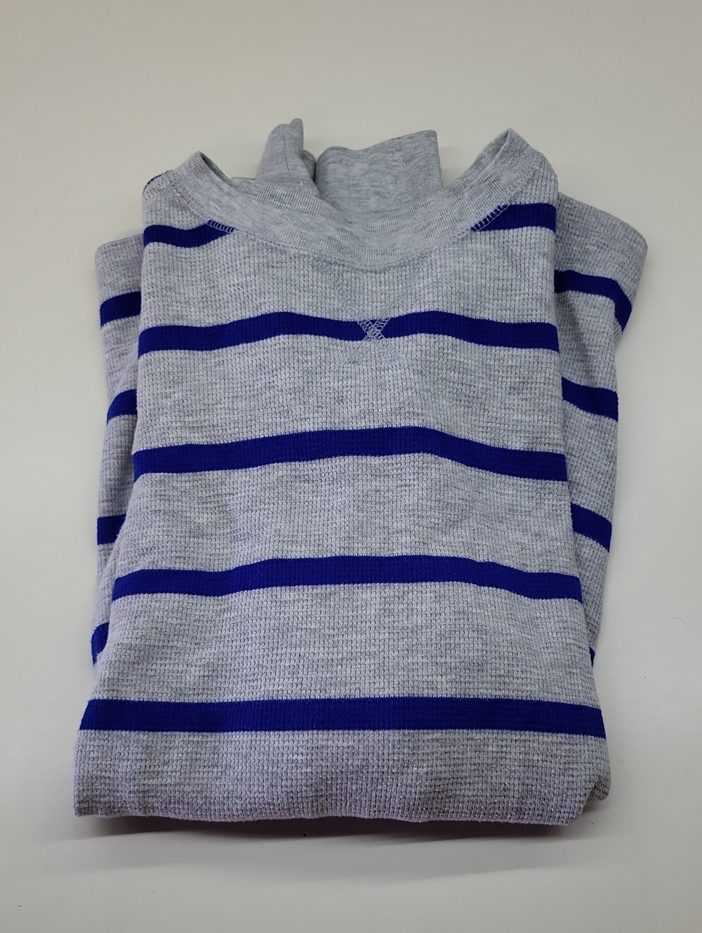 *Youth Grey and Royal Blue Striped Crewneck Sweater